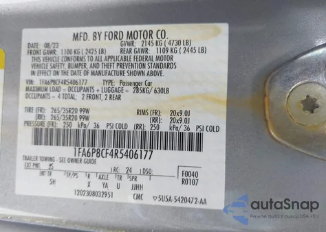 2024 Ford Mustang Gt Premium Fastback from USA, damaged, VIN 1FA6P8CF4R5406177